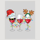 Festive Wine Glasses Christmas Ready to Press DTF Transfer